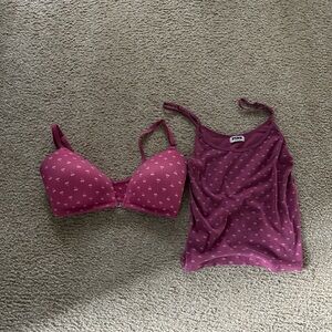 PINK Victoria's Secret Pink Cherry Heart Bra and tank